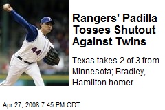 Rangers' Padilla Tosses Shutout Against Twins