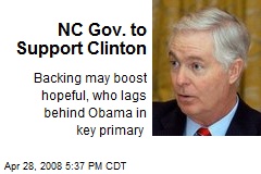 NC Gov. to Support Clinton