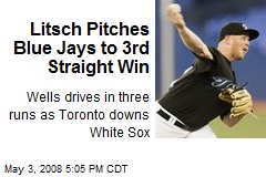 Litsch Pitches Blue Jays to 3rd Straight Win