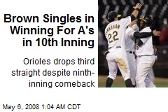 Brown Singles in Winning For A's in 10th Inning