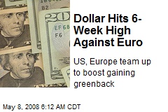 Dollar Hits 6-Week High Against Euro