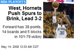 West, Hornets Push Spurs to Brink, Lead 3-2