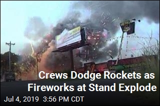 Crews Dodge Rockets as Fireworks at Stand Explode