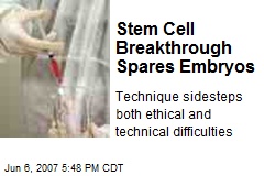Stem Cell Breakthrough Spares Embryos