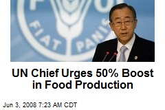 UN Chief Urges 50% Boost in Food Production