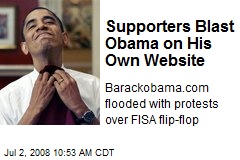 Supporters Blast Obama on His Own Website
