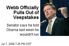 Webb Officially Pulls Out of Veepstakes