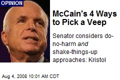 McCain's 4 Ways to Pick a Veep