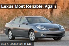 Lexus Most Reliable, Again