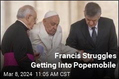Francis Struggles Getting Into Popemobile