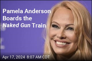 Pamela Anderson Boards the Naked Gun Train