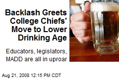 Backlash Greets College Chiefs' Move to Lower Drinking Age