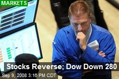 Stocks Reverse; Dow Down 280