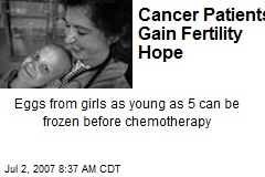 Cancer Patients Gain Fertility Hope