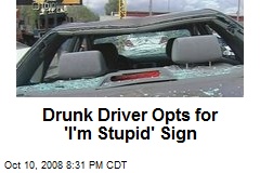 Drunk Driver Opts for 'I'm Stupid' Sign