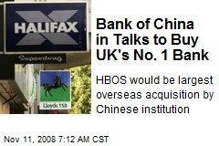 Bank of China in Talks to Buy UK's No. 1 Bank