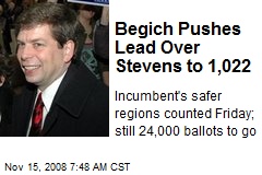 Begich Pushes Lead Over Stevens to 1,022
