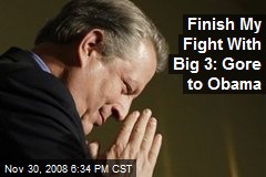 Finish My Fight With Big 3: Gore to Obama