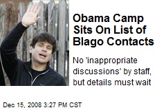 Obama Camp Sits On List of Blago Contacts