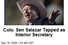 Colo. Sen Salazar Tapped as Interior Secretary