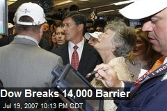 Dow Breaks 14,000 Barrier
