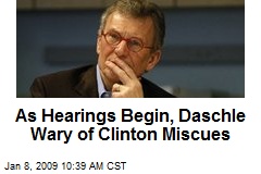 As Hearings Begin, Daschle Wary of Clinton Miscues
