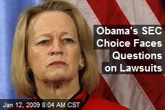 Obama's SEC Choice Faces Questions on Lawsuits