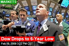 Dow Drops to 6-Year Low