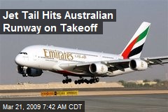 Jet Tail Hits Australian Runway on Takeoff