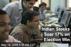 Indian Stocks Soar 17% on Election Win