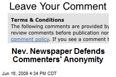 Nev. Newspaper Defends Commenters' Anonymity