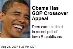 Obama Has GOP Crossover Appeal
