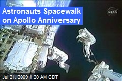 Astronauts Spacewalk on Apollo Anniversary