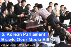 S. Korean Parliament Brawls Over Media Bill