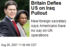 Britain Defies US on Iraq Pullout