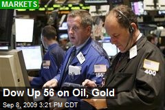 Dow Up 56 on Oil, Gold