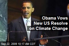Obama Vows New US Resolve on Climate Change