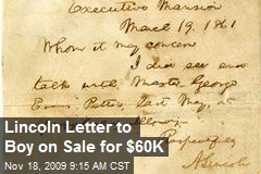 Lincoln Letter to Boy on Sale for $60K