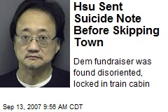 Hsu Sent Suicide Note Before Skipping Town