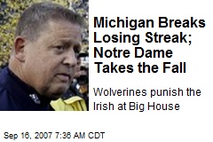 Michigan Breaks Losing Streak; Notre Dame Takes the Fall