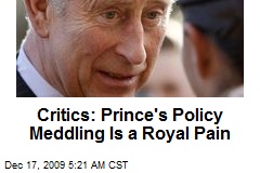 Critics: Prince's Policy Meddling Is a Royal Pain