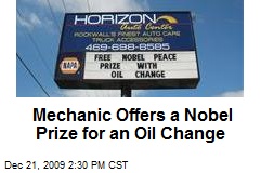 Mechanic Offers a Nobel Prize for an Oil Change