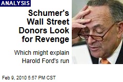 Schumer's Wall Street Donors Look for Revenge