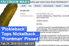 'Pickleback' Tops Nickelback... 'Frontman' Pissed