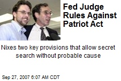 Fed Judge Rules Against Patriot Act