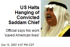 US Halts Hanging of Convicted Saddam Chief