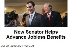 New Senator Helps Advance Jobless Benefits