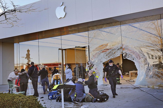 Officials: SUV crashes into Apple store; 1 dead, 16 injured