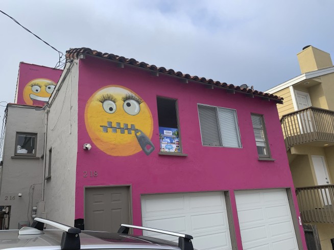 Giant emoji painted on house roil California community