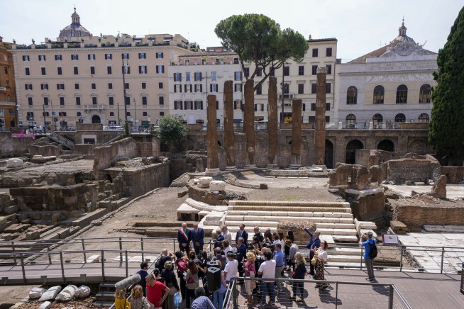 Ancient Roman temple complex, with ruins of building where Caesar was stabbed, opens to tourists